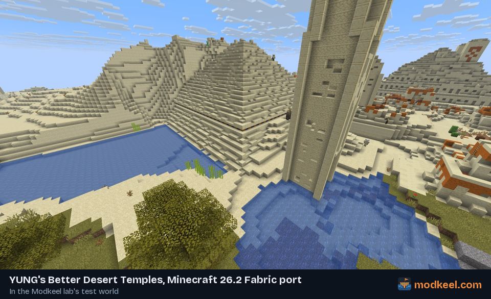 A desert temple rising out of the sand.